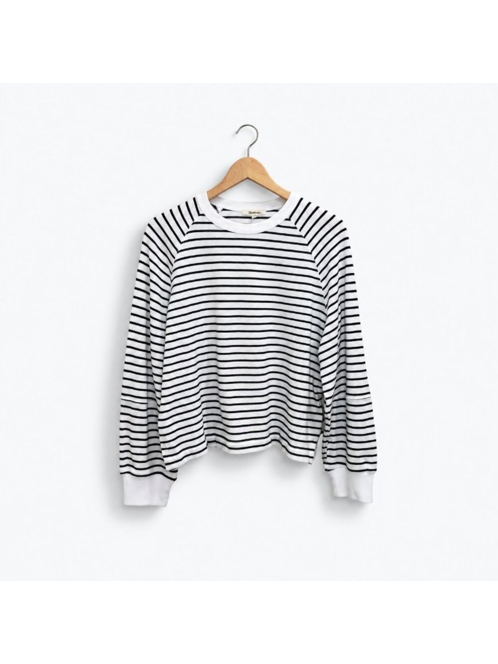 Madewell Relaxed Long-Sleeve Raglan Tee Womens Small Jet Black Stripe Cotton NWT
